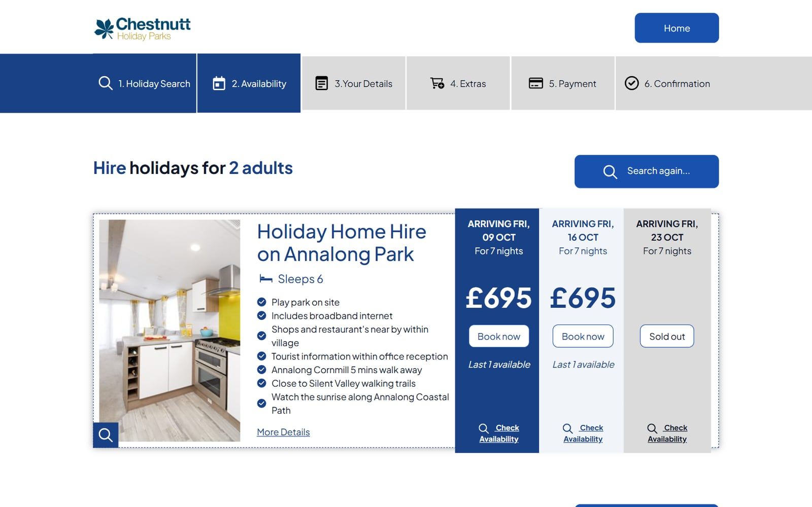Chestnutt Holiday Parks availability: holiday home hire on Annalong Park with prices