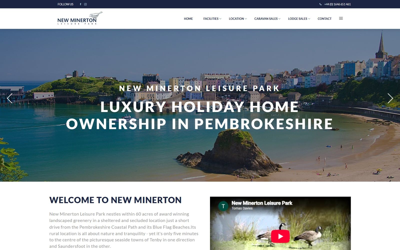 New Minerton Leisure Park homepage: luxury holiday home ownership in Pembrokeshire
